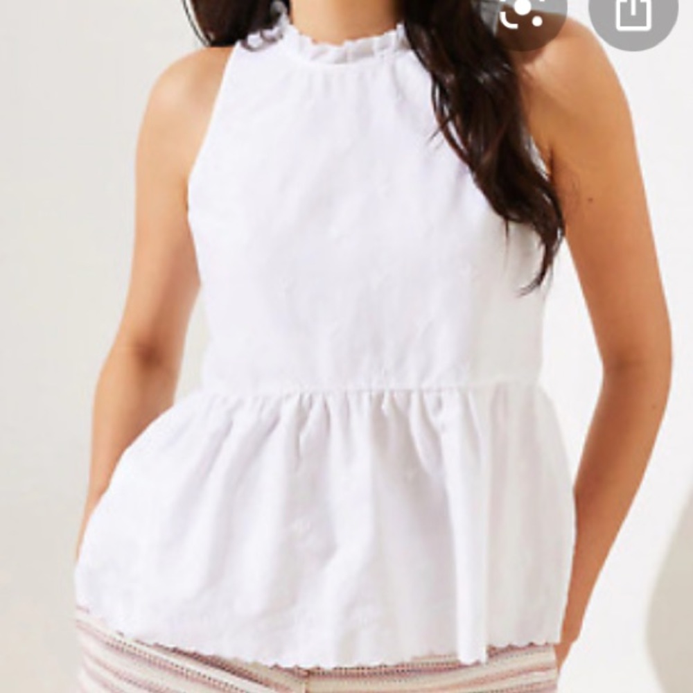 Loft peplum embroidered shell tank